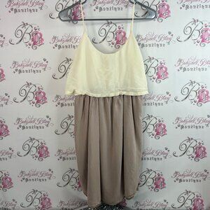 Monk & Lou dress 100% Silk  Dress 2 tone cream beige tank style luxe